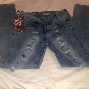 Diamanté👖 Medium Blue Women Skinny Jeans